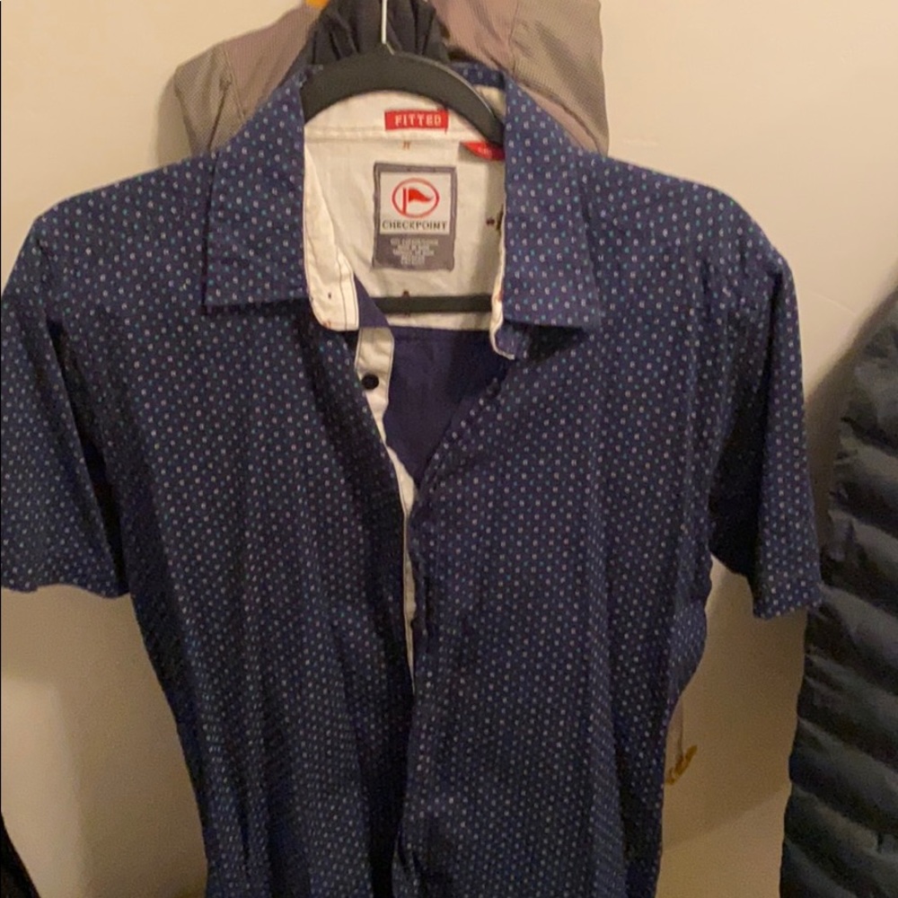 Fitted Blue Button up Dress shirt